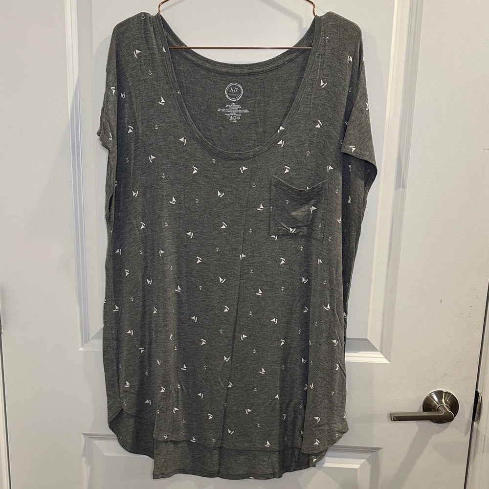 Maurice Charcoal Women's Tee with White Print
